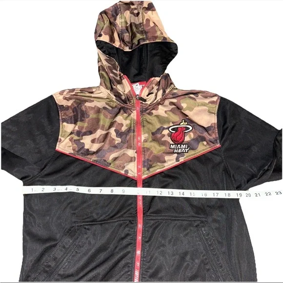 Miami Heat Jacket Mens Medium Zipway  Commando Full Zip Black Camo Hooded NBA - Picture 2 of 5